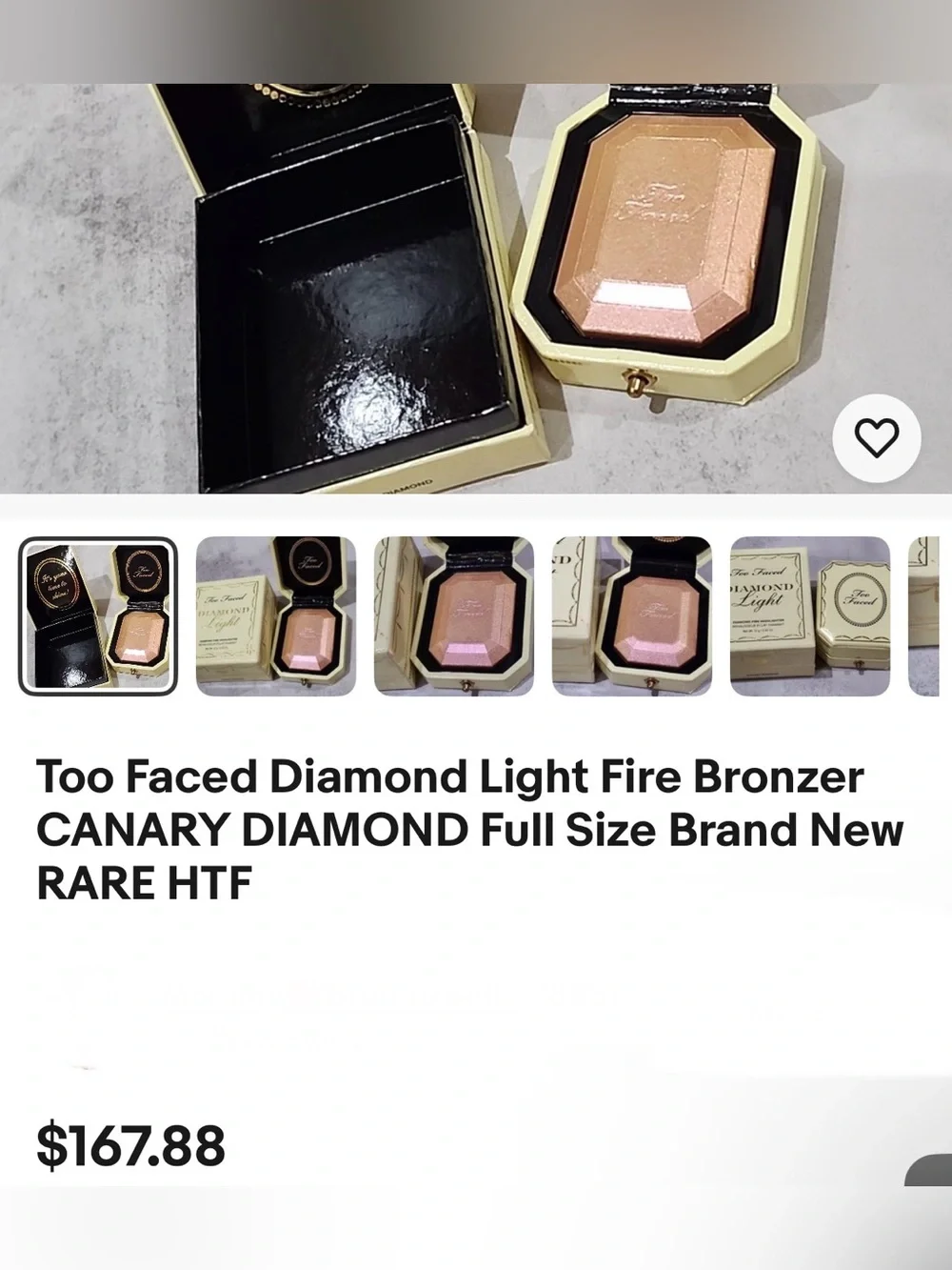 Too Faced Diamond Light Diamond Fire Highlighter - Canary Diamond- RARE FIND!